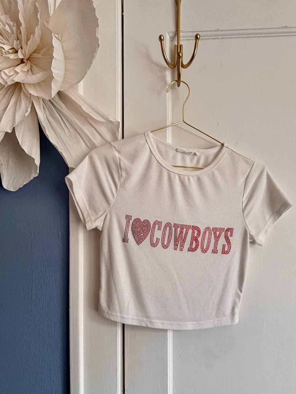 12th Tribe White Tee with Pink 'I ♥ Cowboys' Graphic